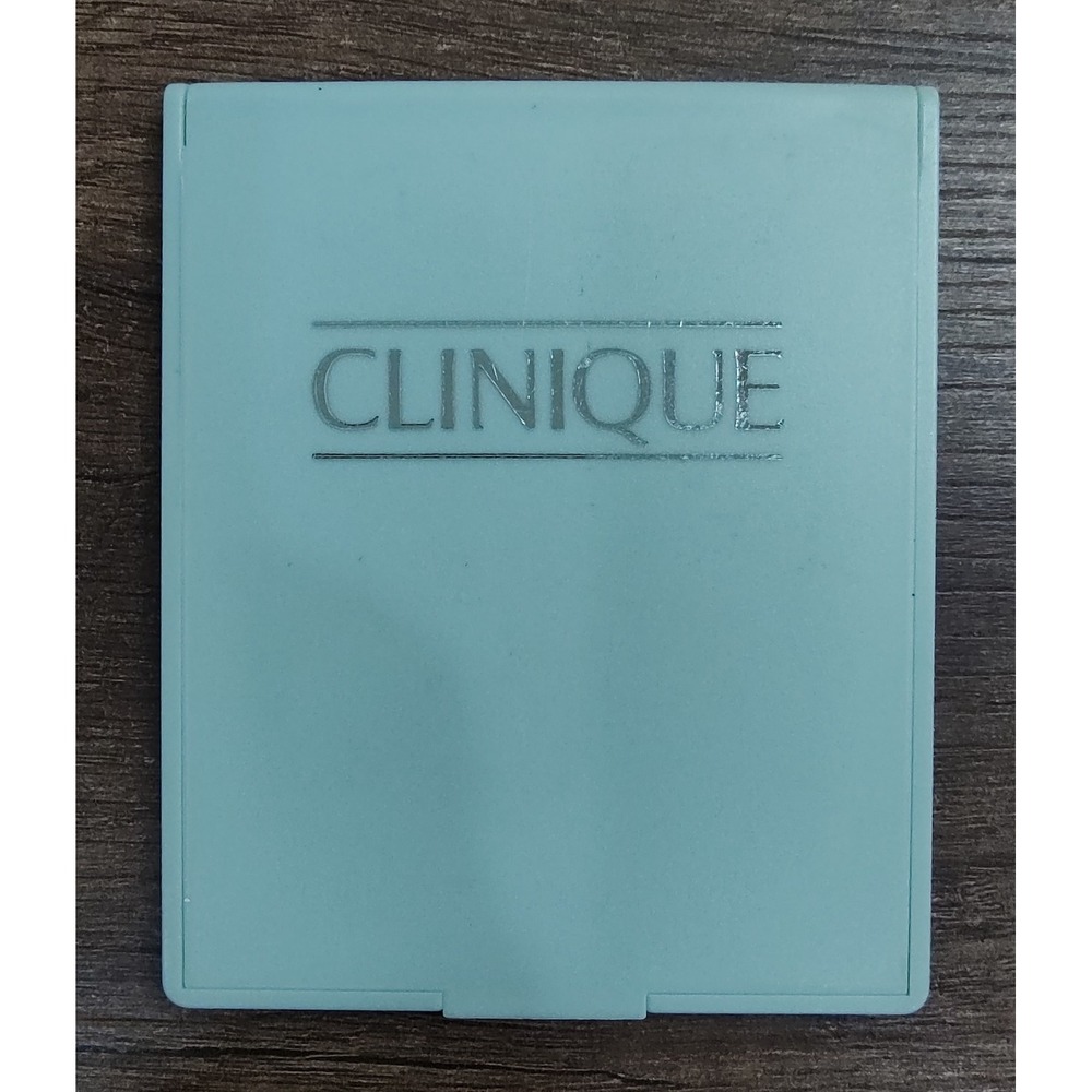 Vintage CLINIQUE COMPACT MIRROR Large Green Plastic Silver Full Logo Z25